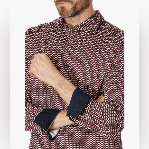 Ted Baker London Slim Fit Geometric Print Shirt (Size 4 / L)​​​ - Picture 4 of 13